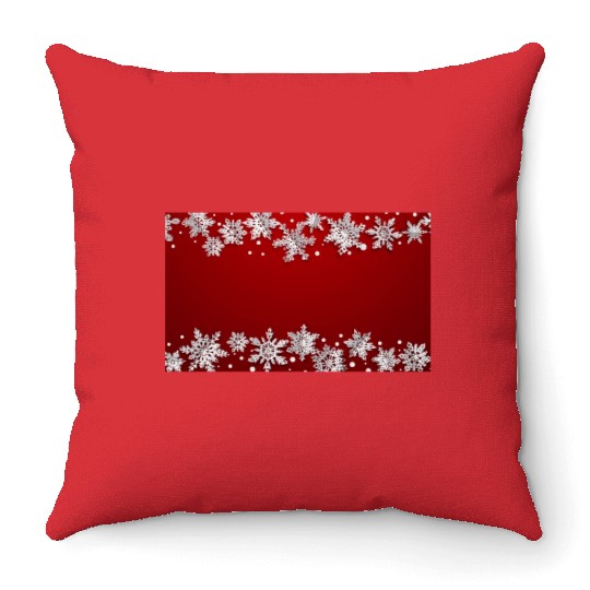 Elegant Winter Snowflakes Red Throw Pillows
