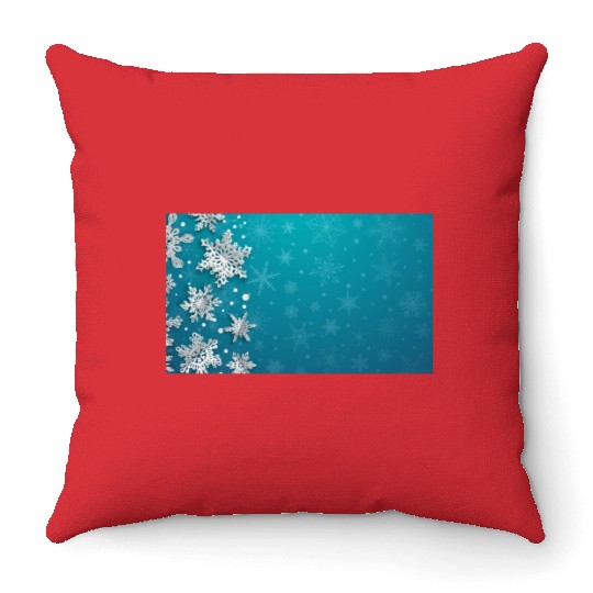 Elegant Christmas Snowflakes Pattern Teal Throw Pillows