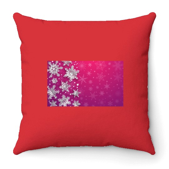 Elegant Christmas Snowflakes Pattern Pink Throw Pillows