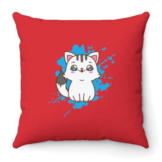 Cat japanese Kawaii Style Animal Throw Pillows