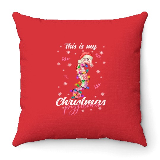 Winter Christmas Pyjama Seahorse Throw Pillows
