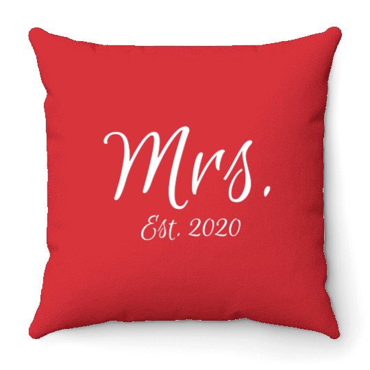 Matching Script Mr & Mrs Bridal Bride Mrs Est 2020 Throw Pillows