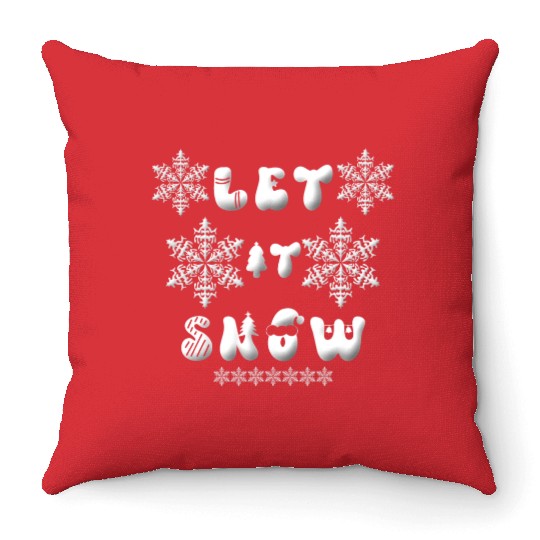 Let it snow with snowflakes christmas Throw Pillows