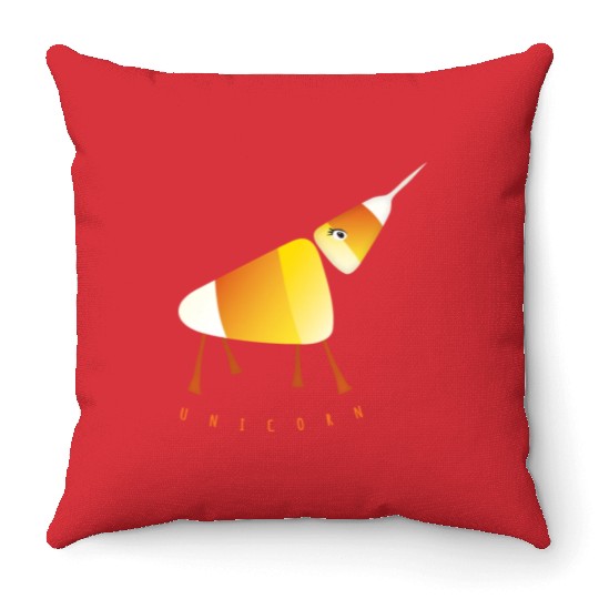 UNICORN Funny Candy Corn Halloween Throw Pillows