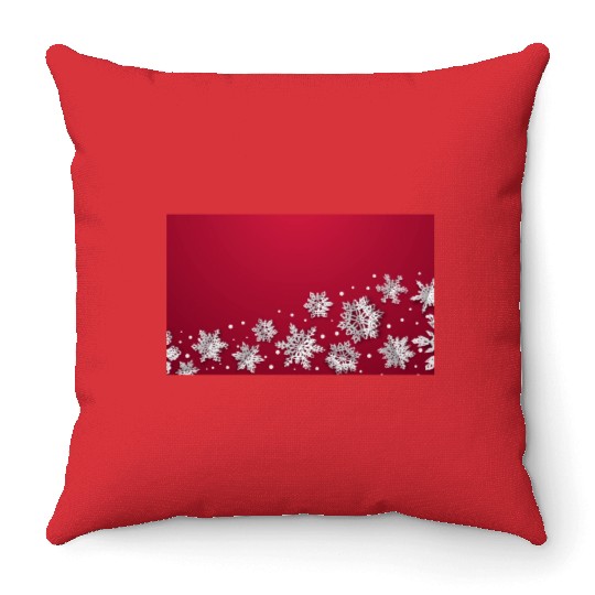 Modern Snowflakes Red Throw Pillows