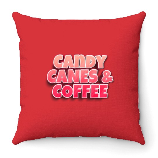 Candy Cane Candy Canes And Coffee Throw Pillows
