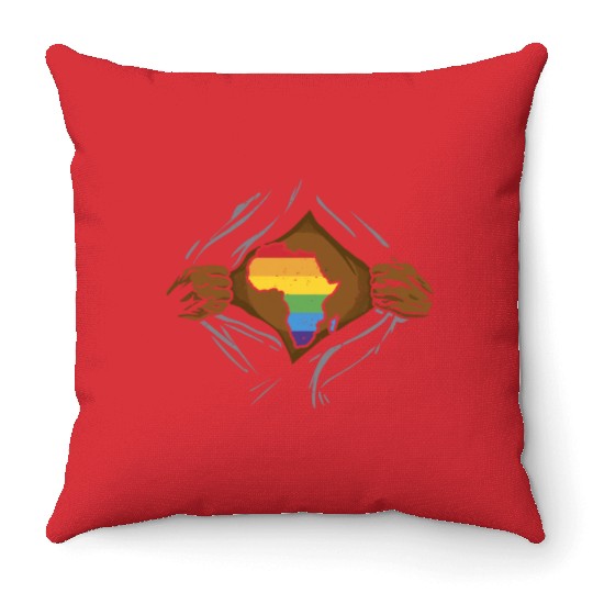 Juneteenth LGBT Pride Flag Rainbow Black Melanin Throw Pillows