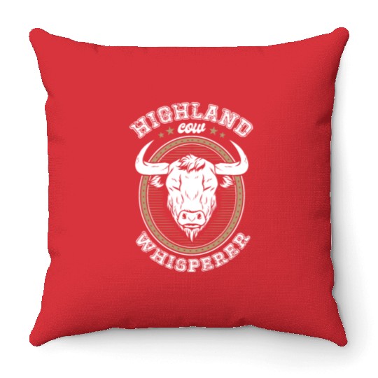 Highland Cow Whisperer Grass Puppy Cow Farmer Throw Pillows