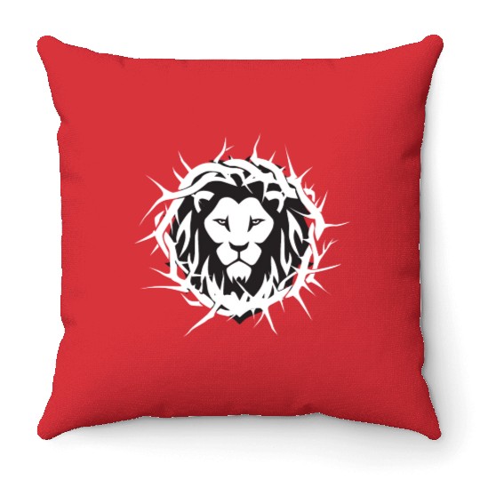 Lion of Judah With A Crown of Thorns Christian Throw Pillows