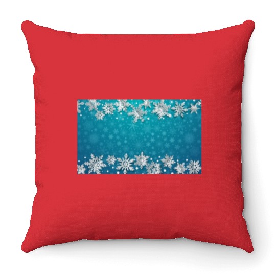 Elegant Teal Winter Snowflakes Pattern Throw Pillows