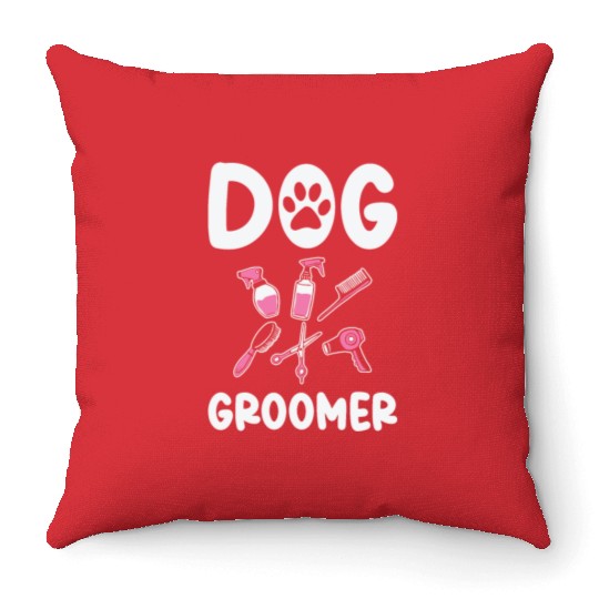 Dog Groomer Canine Grooming Hygiene Throw Pillows