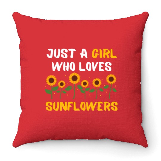 Botanical Garden Flower Girls Gift Sunflower Throw Pillows