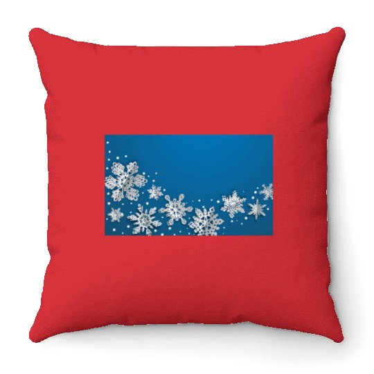 Christmas Snowflakes Blue Winter Throw Pillows