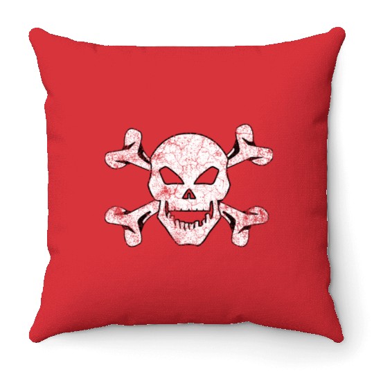 Textured Skull And Crossbones Throw Pillows