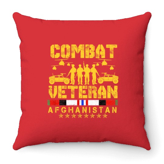 Combat Veteran Afghanistan Proud Us Throw Pillows