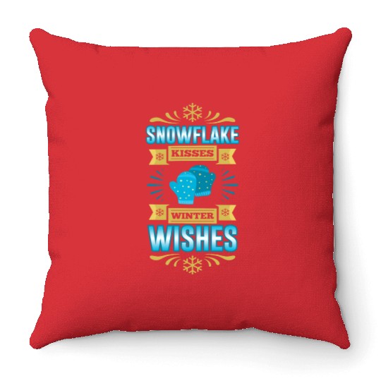 Snowflake Kisses Winter Wishes Christmas Santa Throw Pillows