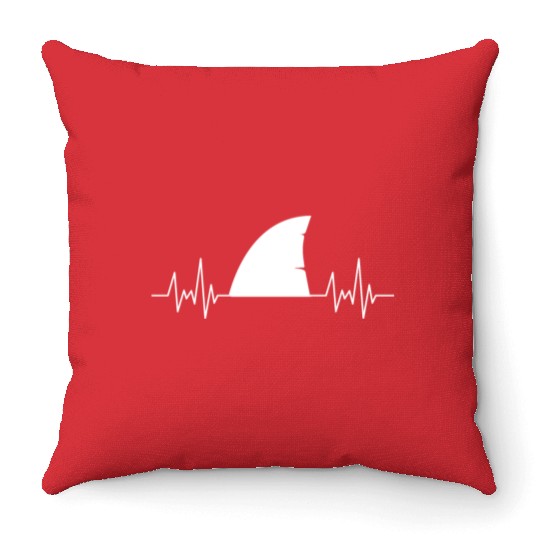 Ocean Animal Lover Predator Gift Heartbeat Shark Throw Pillows