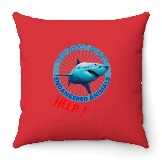 Protect Marine Animal The Great Shark Throw Pillows