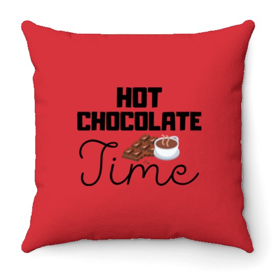 Cute winter quotes - hot chocolate time Throw Pillows
