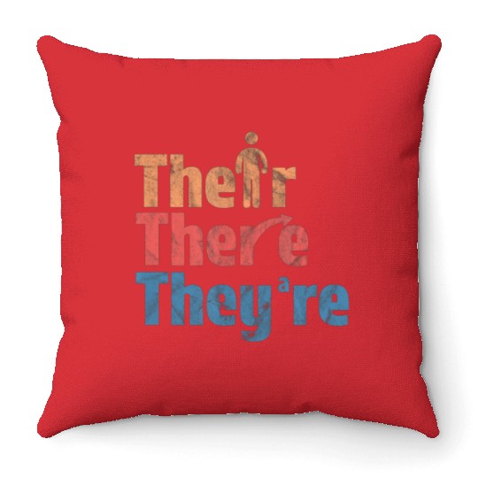 Their There They're English Teacher Gramma Police Throw Pillows