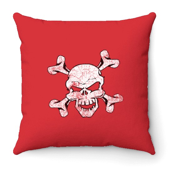 Distressed Skull And Crossbones Throw Pillows