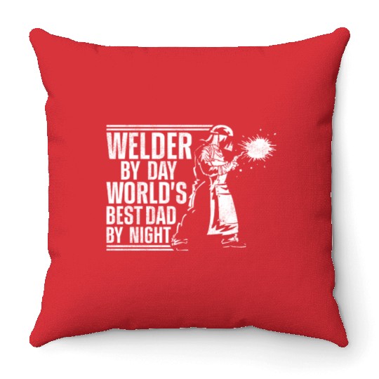 Welder Welding Dad Father Vintage Throw Pillows