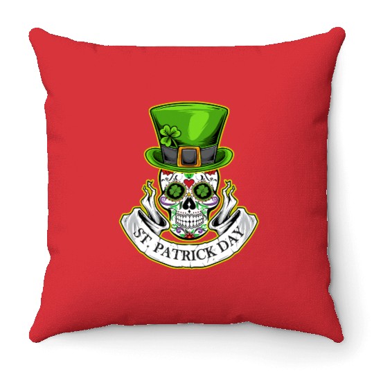 Sugar Skull | St Patrick Day | Lucky Charm Irish Throw Pillows