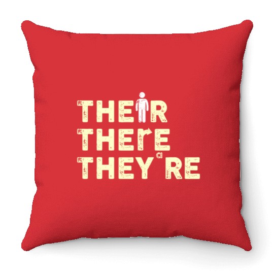 Their There They're English Teacher Grammar Throw Pillows