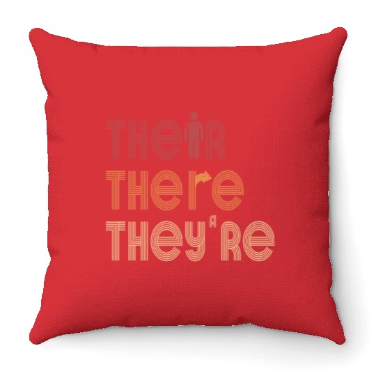 Their There They're English Teacher Grammar Throw Pillows