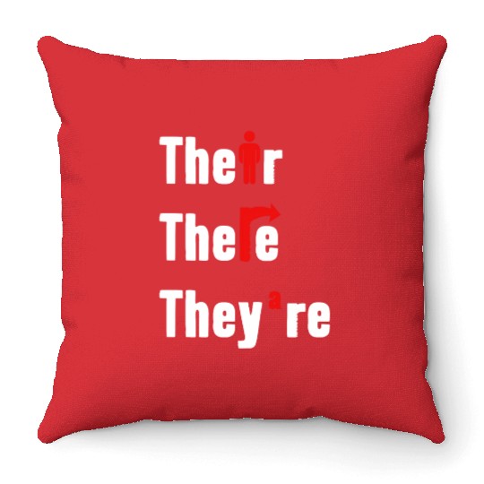 Their There They're English Teacher Grammar Throw Pillows