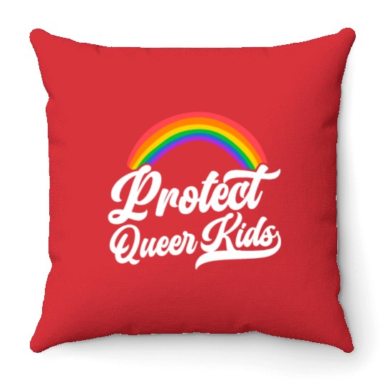 Protect The Queer Kids Rainbow Pride Month Throw Pillows