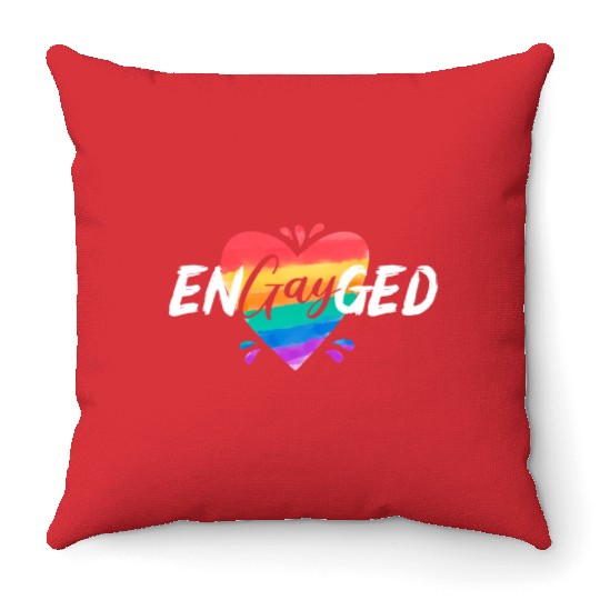 Engayged Rainbow Pride Month LGBTQ Gay Pride Throw Pillows