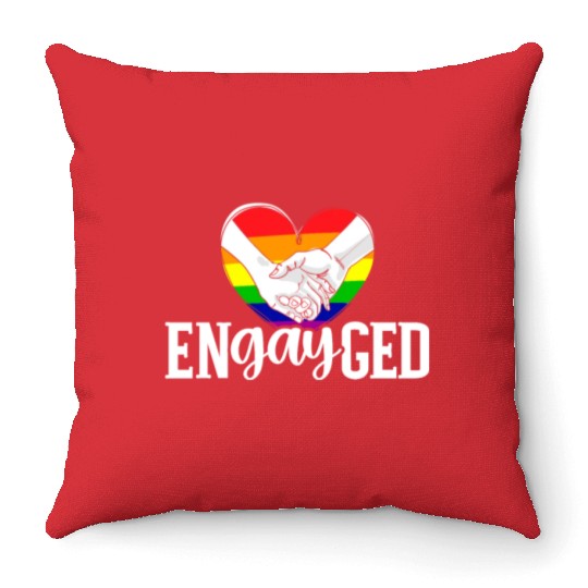 Engayged Rainbow Pride Month LGBTQ Gay Pride Throw Pillows