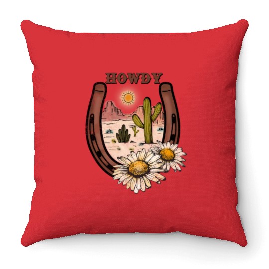 HOWDY -Desert Horseshoe Throw Pillows