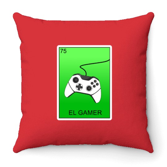 El Gamer Video Gaming Card Mexican Lottery Card Throw Pillows