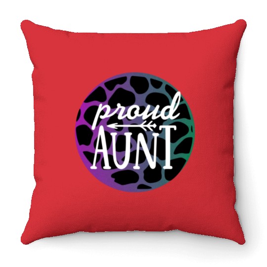 Purple Leopard Proud Aunt Throw Pillows