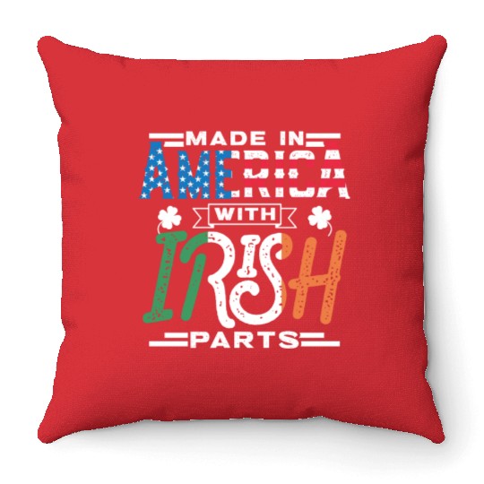 Made In America With Irish Parts Gaelic Ireland Throw Pillows