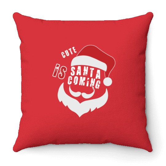 Christmas Cute Santa Is Coming Santa Candy Cane Throw Pillows