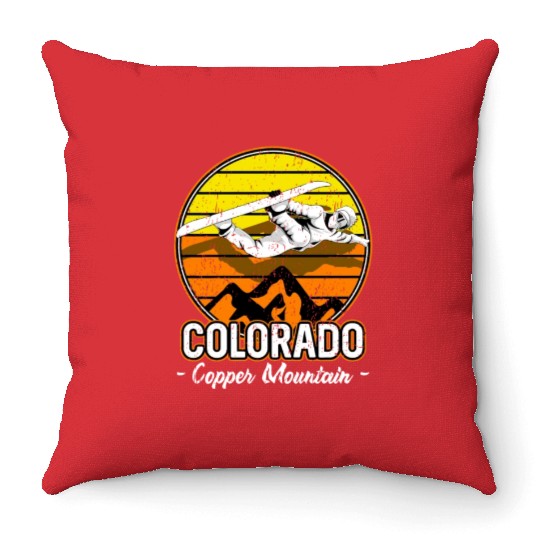 Copper Mountain Colorado Snowboarding Throw Pillows