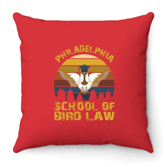 Vintage Philadelphia School Of Bird Law For Nature Throw Pillows