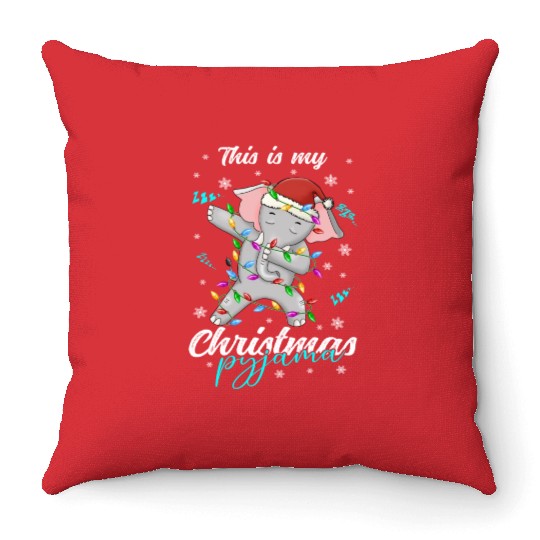 Winter Christmas Pyjama Elephant Throw Pillows