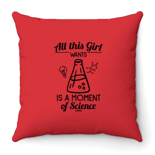 Woman science laboratory chemistry Throw Pillows