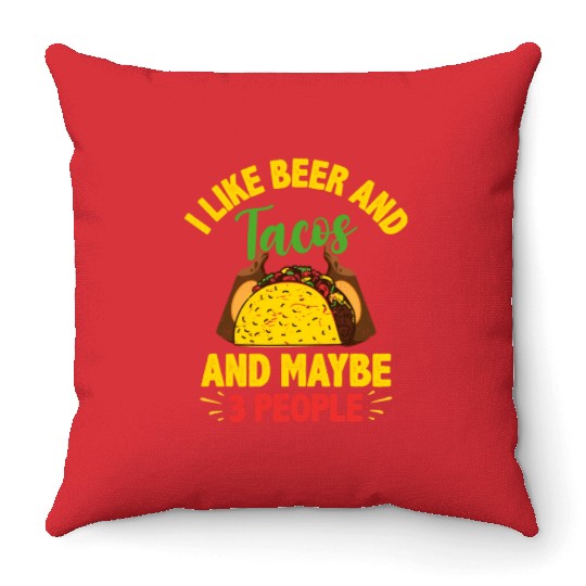 I Like Beer And Tacos Cinco De Mayo Festival Throw Pillows