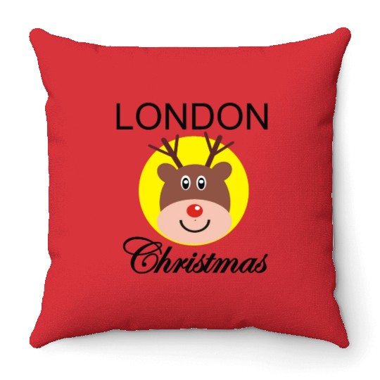 Funny Christmas Rudolph gift for Londoner Throw Pillows