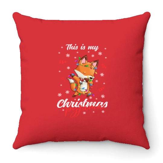 Winter Christmas Pyjama Fox Throw Pillows