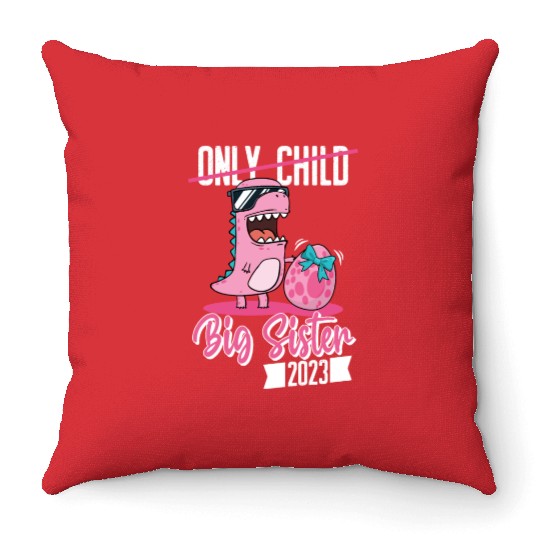 Only Child Big sister 2023 pregnancy baby girls Throw Pillows
