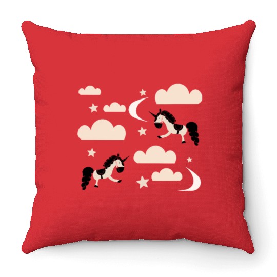Unicorn rainbow Throw Pillows