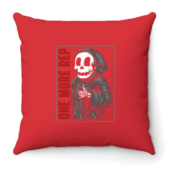 Weightlifting Grim Reaper Gym Workout Humor Throw Pillows