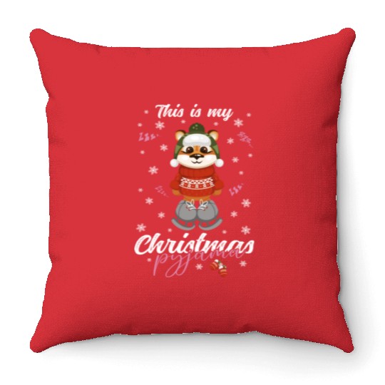 Winter Christmas Pyjama Tiger Throw Pillows