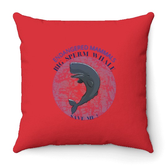 Mammals Endangered Big Sperm Whale Throw Pillows